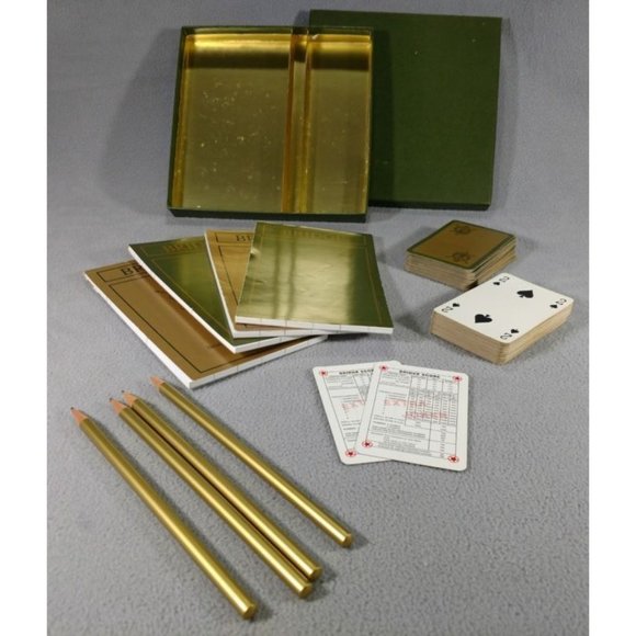 HARRODS LONDON BRIDGE SET TWIN DECKS VINTAGE PLAYING CARDS with SCORE PADS ANB - Picture 2 of 10